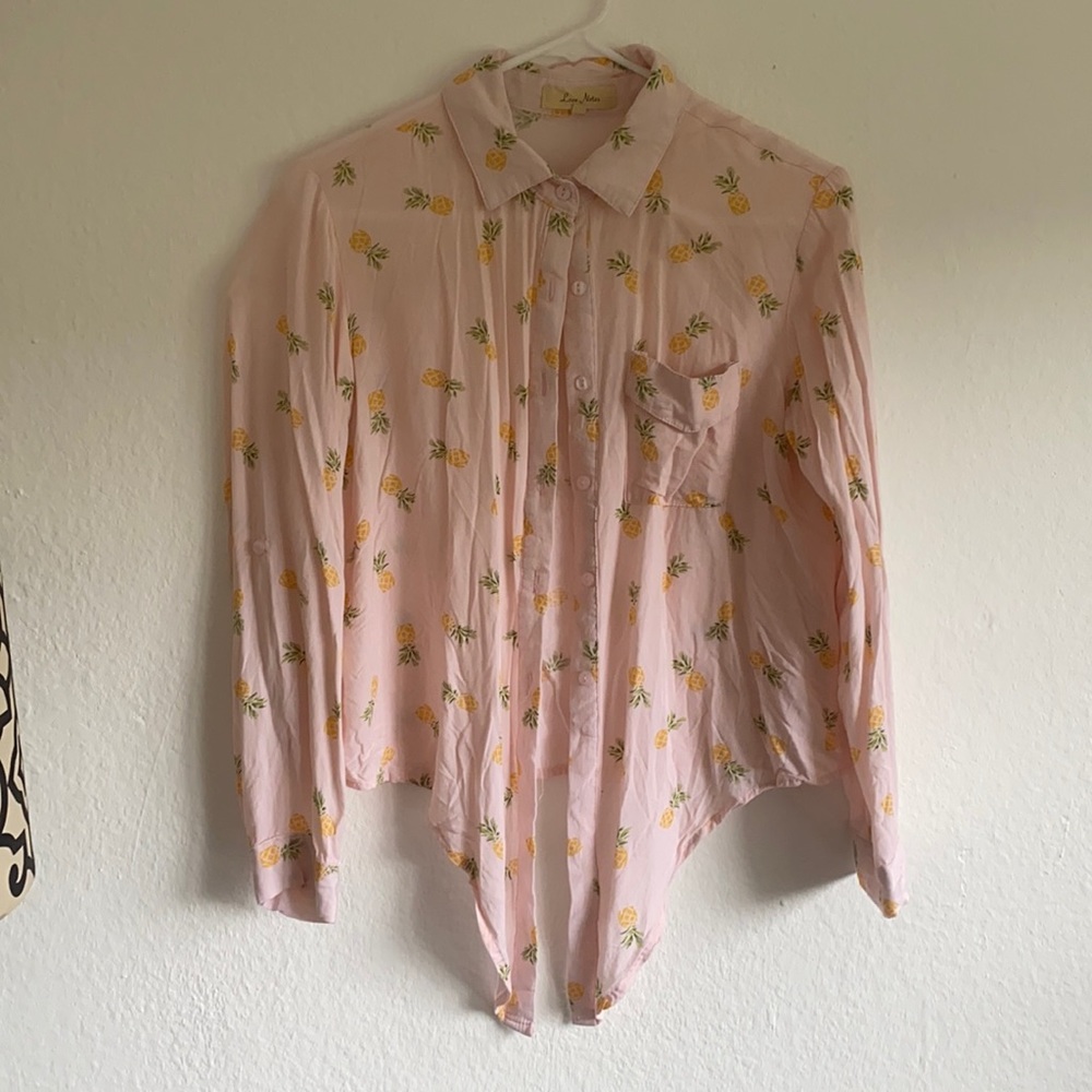 Love Notes pineapple button down tie bottom top